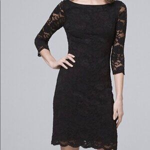 White House Black Market classic lace sheath dress in black